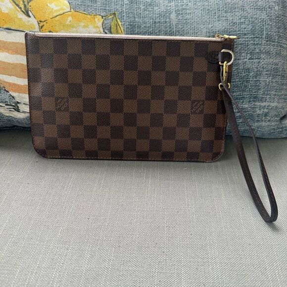 LOUIS VUITTON Neverfull PM Pochette Pouch Wristlet - Picture 1 of 10